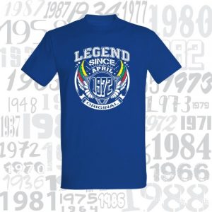 Marškinėliai gimtadieniui su gimimo data Legend since...